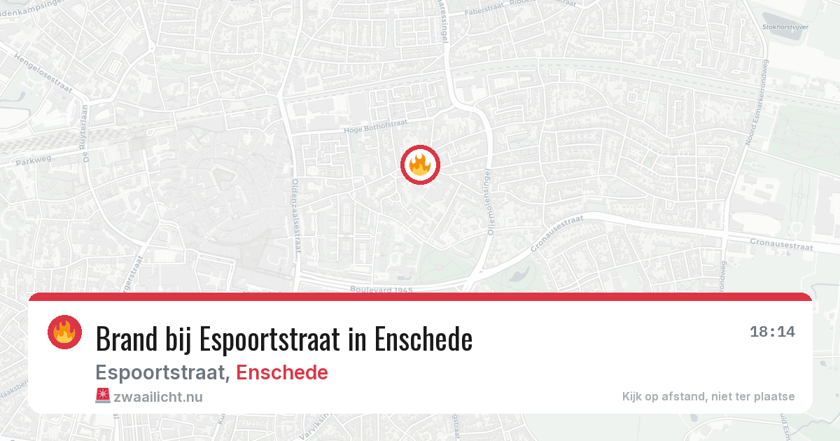 Brand bij Espoortstraat in Enschede — 24 mrt 2026