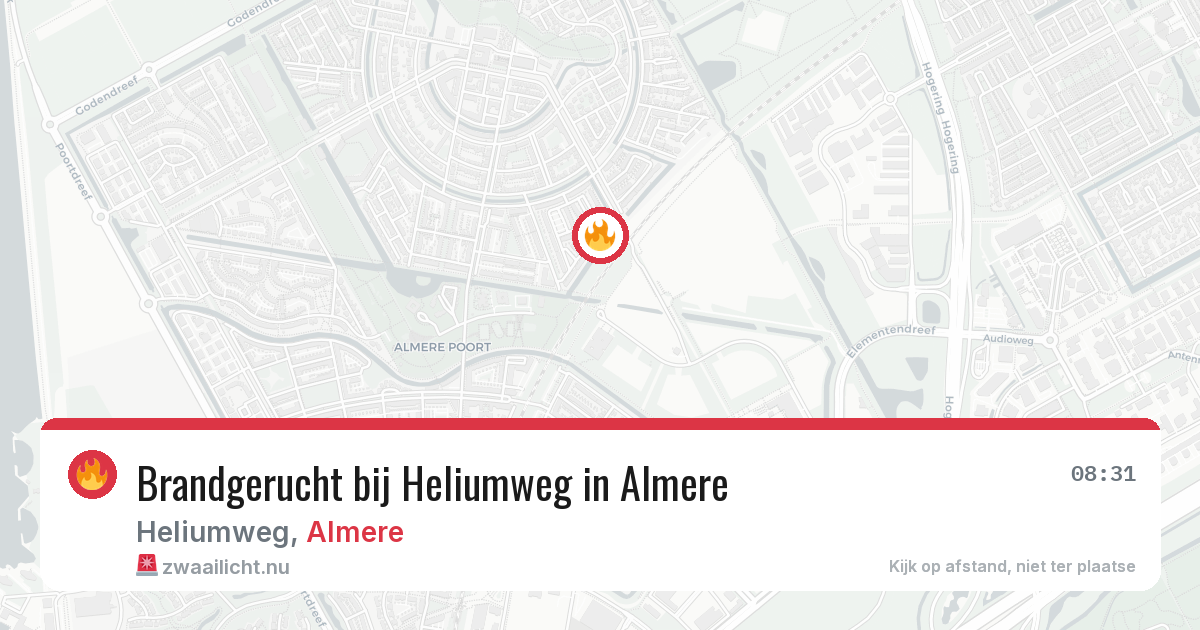 Brandgerucht bij Heliumweg in Almere — 17 jul 2026