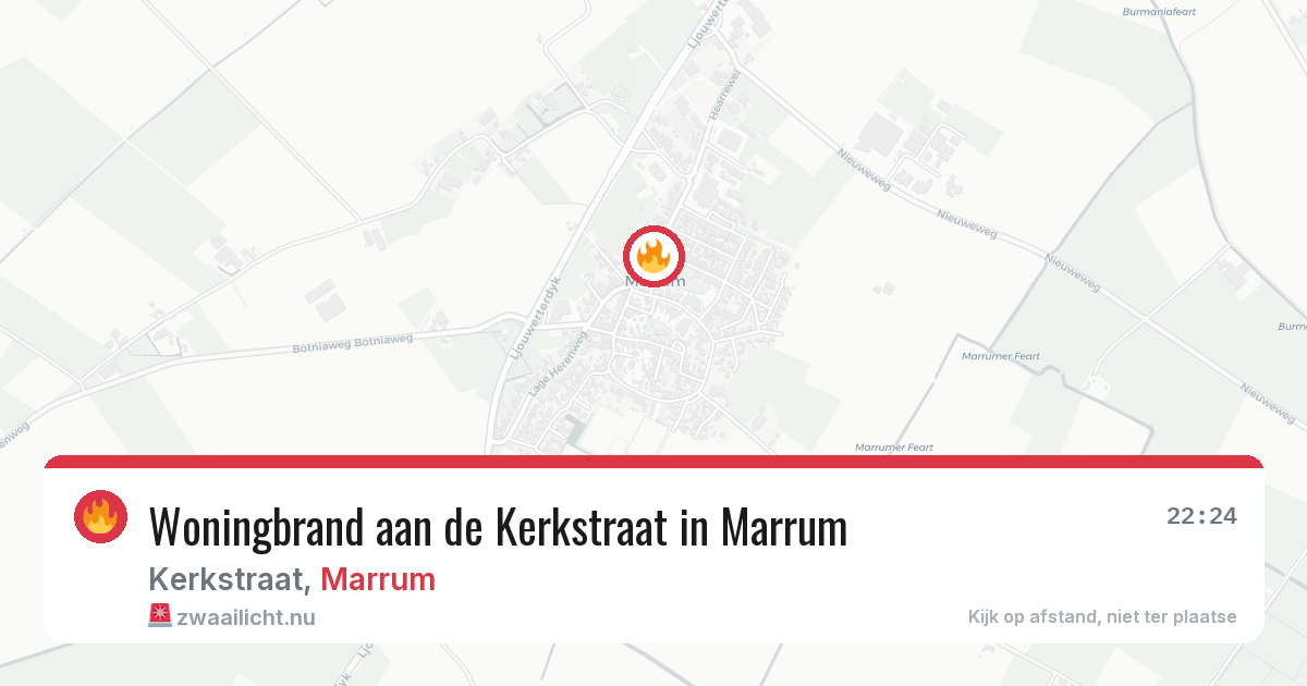 Woningbrand aan de Kerkstraat in Marrum — 16 mei 2026