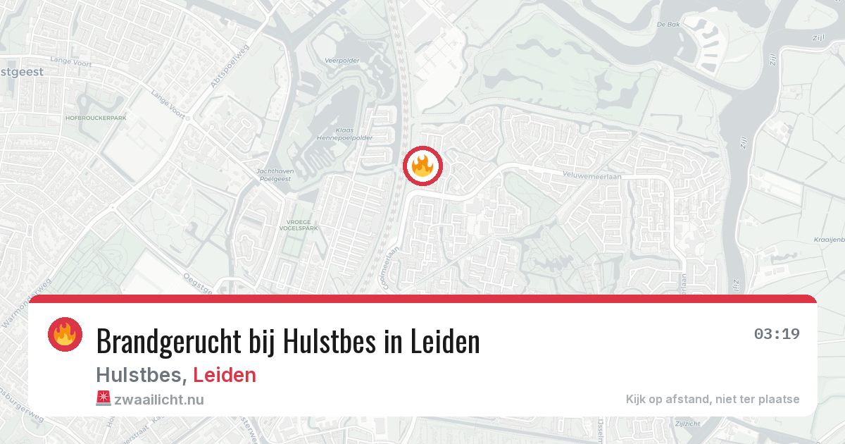 Brandgerucht bij Hulstbes in Leiden — 25 jul 2026