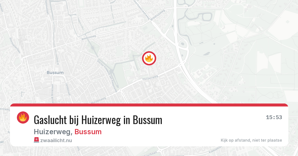 Gaslucht bij Huizerweg in Bussum — 12 mei 2026