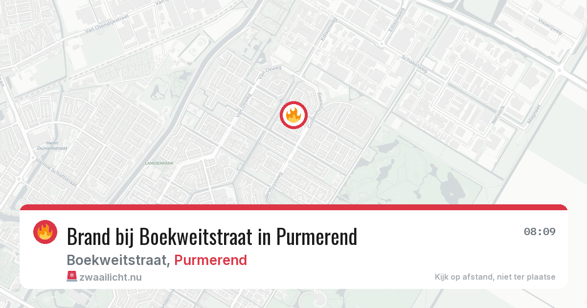Brand bij Boekweitstraat in Purmerend — 14 jul 2026