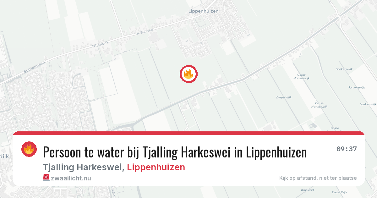 Persoon te water bij Tjalling Harkeswei in Lippenhuizen — 13 jul 2026