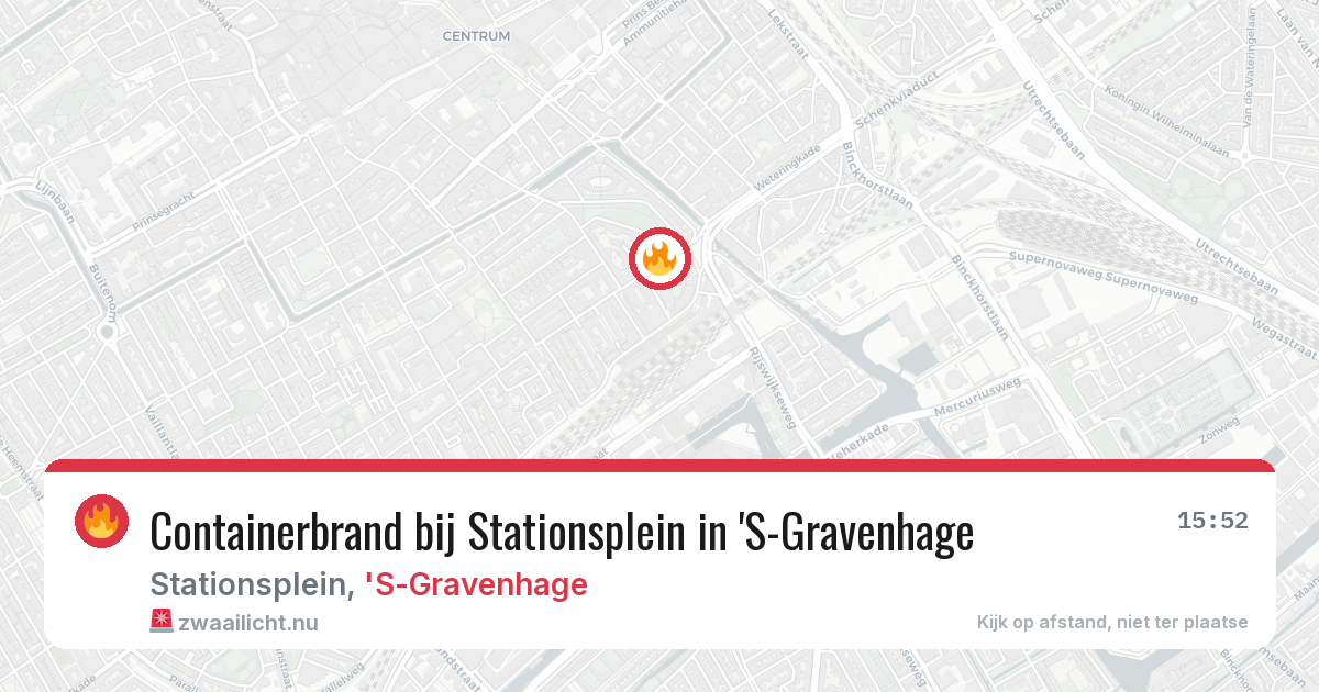 Containerbrand bij Stationsplein in 'S-Gravenhage — 28 mei 2026