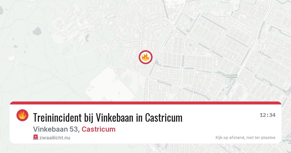 Treinincident bij Vinkebaan in Castricum — 15 mei 2026