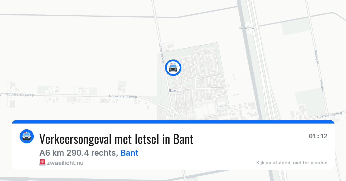 Verkeersongeval met letsel in Bant — 6 jul 2026