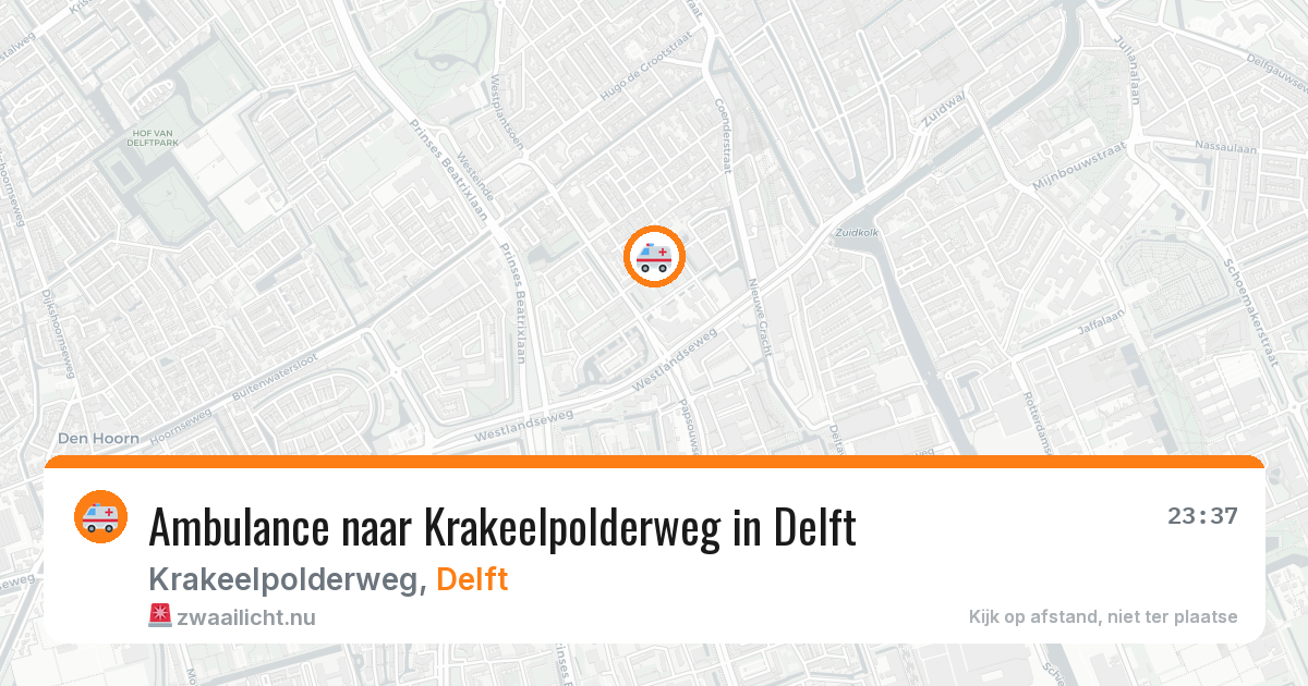 Ambulance naar Krakeelpolderweg in Delft — 24 mrt 2026