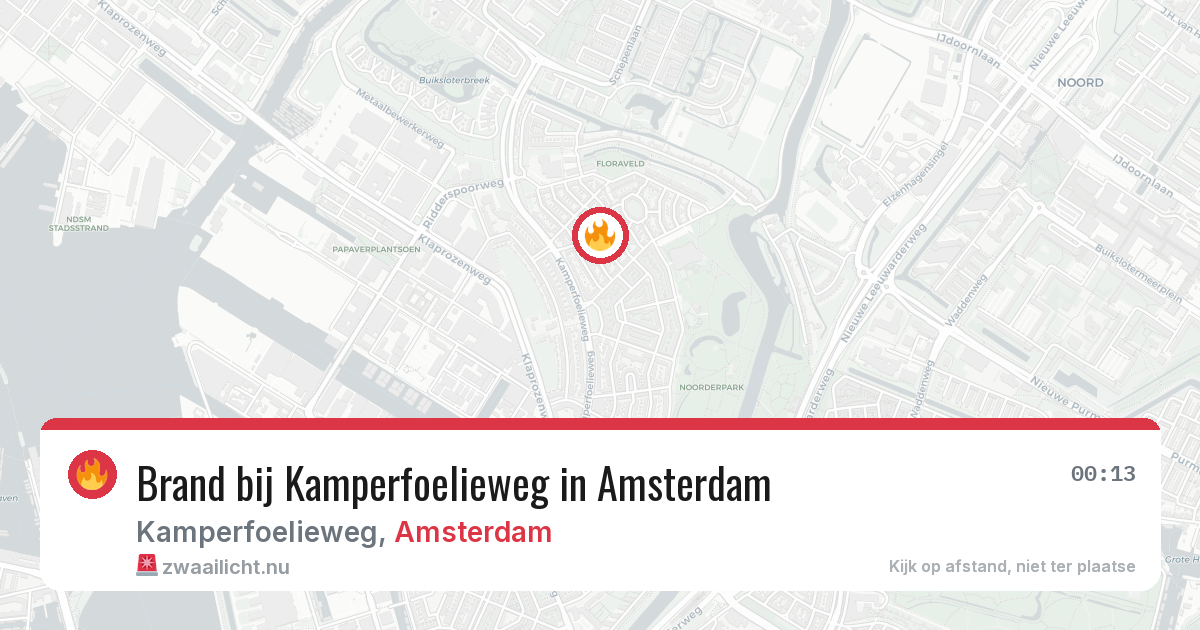 Brand bij Kamperfoelieweg in Amsterdam — 25 jul 2026