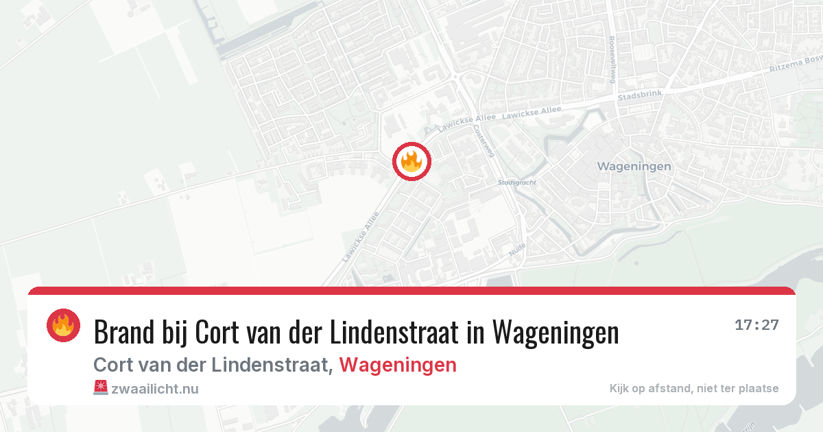 Brand bij Cort van der Lindenstraat in Wageningen — 14 mrt 2026