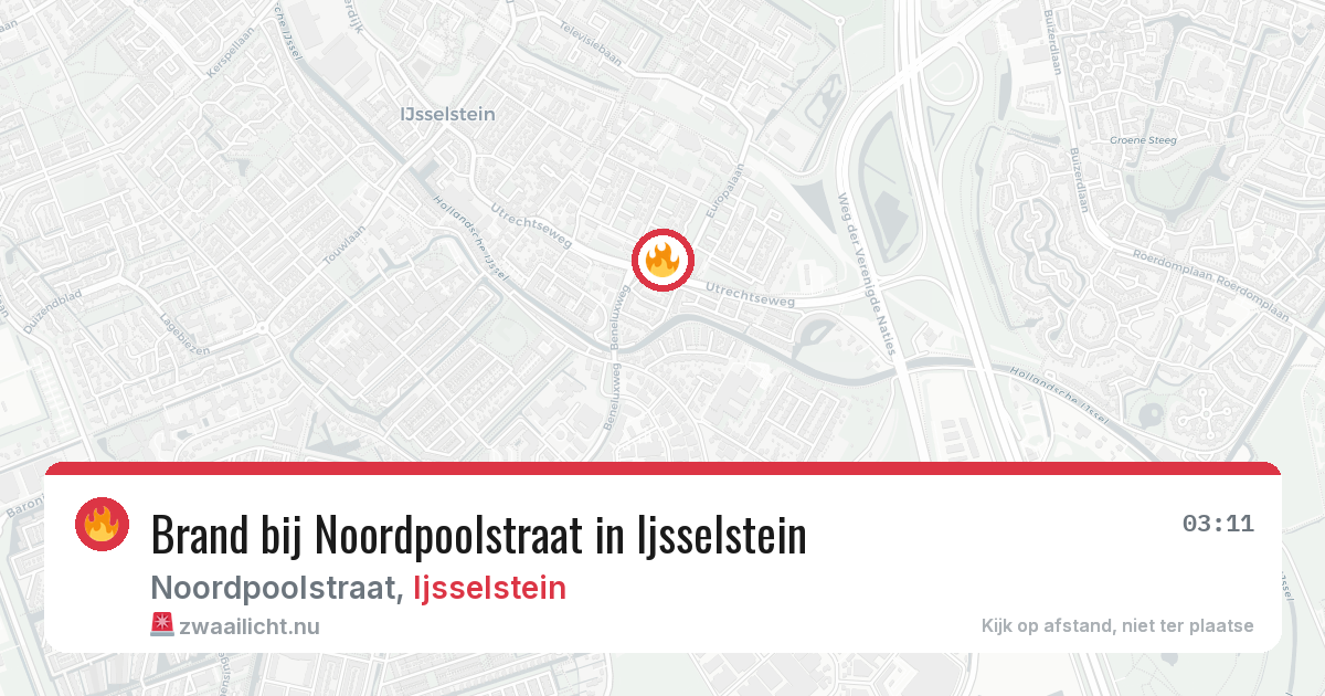 Brand bij Noordpoolstraat in Ijsselstein — 31 mrt 2026