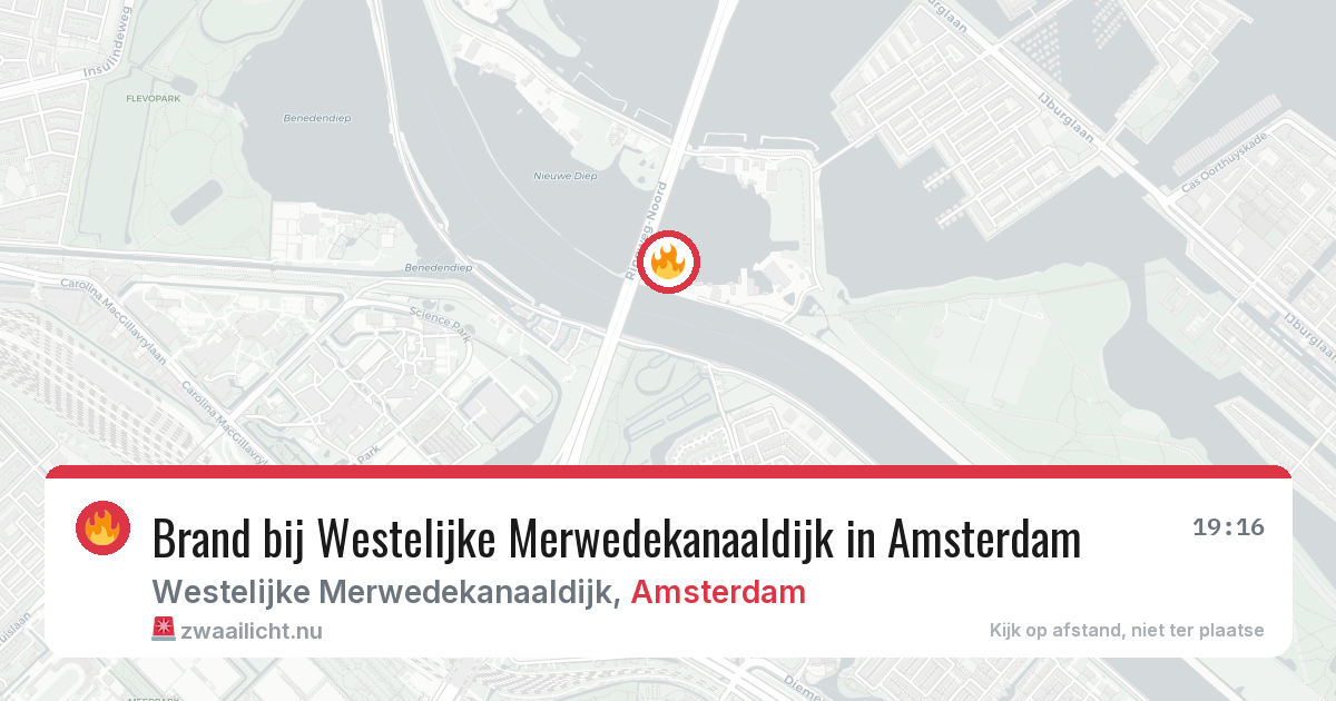 Brand bij Westelijke Merwedekanaaldijk in Amsterdam — 16 jul 2026