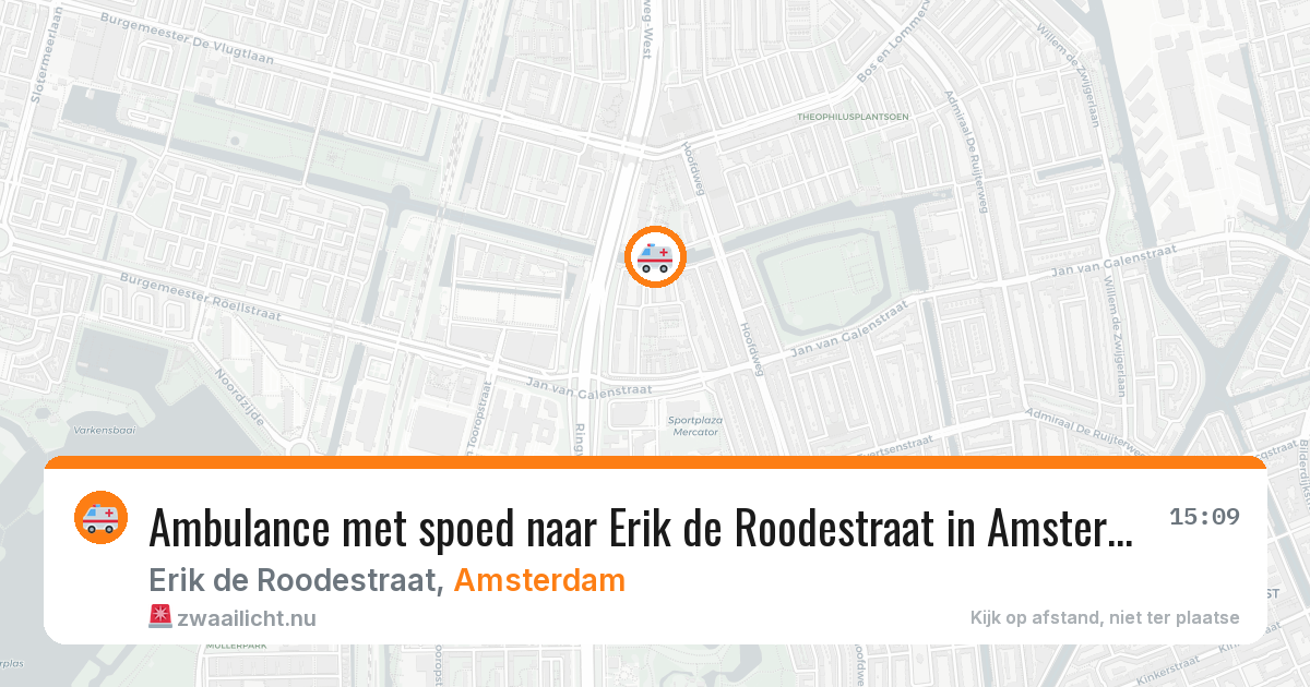 Ambulance met spoed naar Erik de Roodestraat in Amsterdam — 15 mei 2026