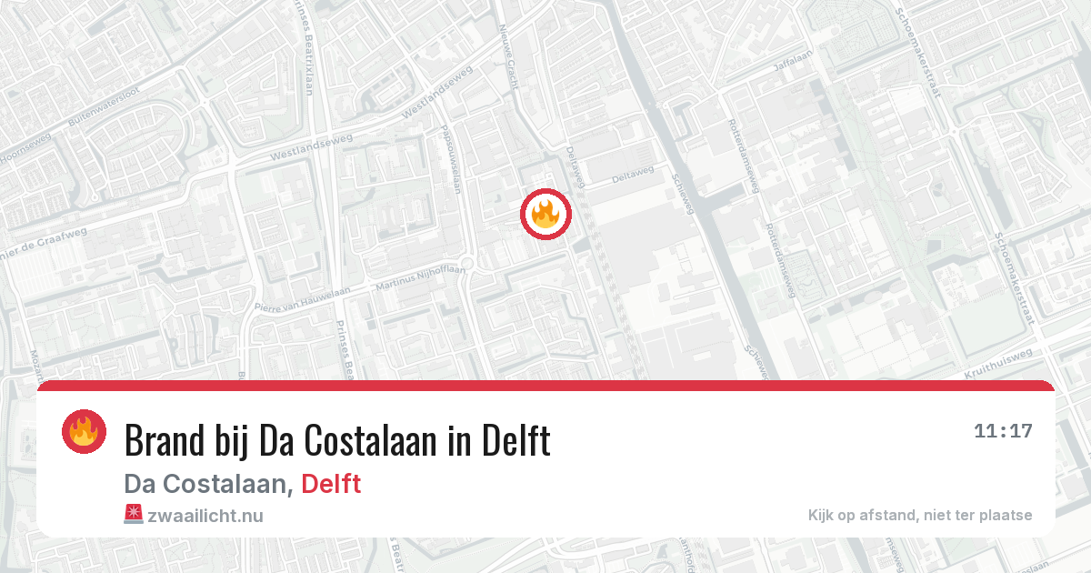 Brand bij Da Costalaan in Delft — 1 jun 2026