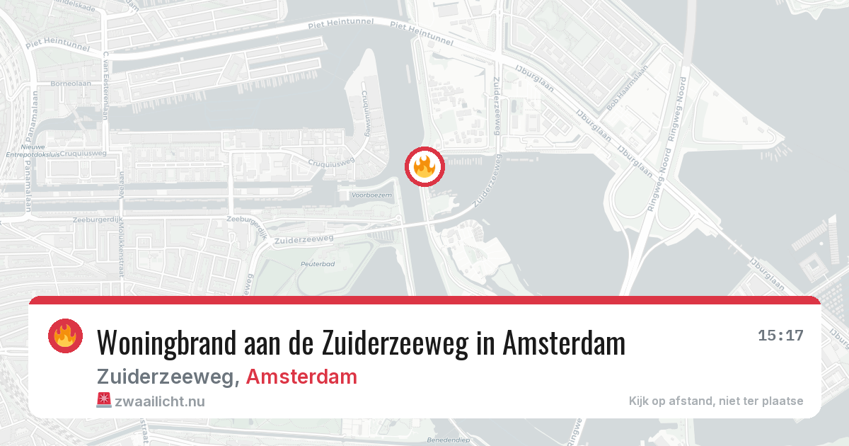 Woningbrand aan de Zuiderzeeweg in Amsterdam — 14 mrt 2026
