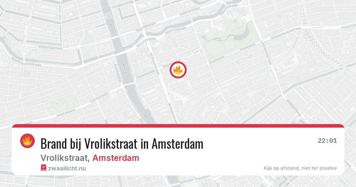 Brand bij Vrolikstraat in Amsterdam — 25 mei 2026