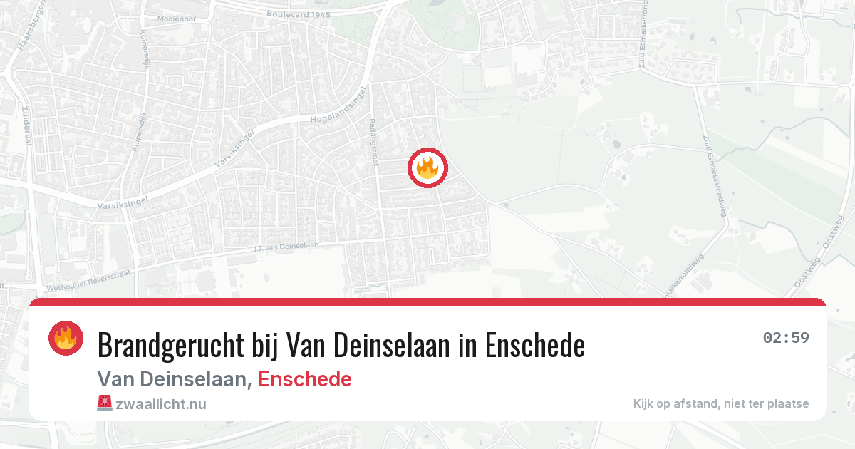 Brandgerucht bij Van Deinselaan in Enschede — 21 mrt 2026