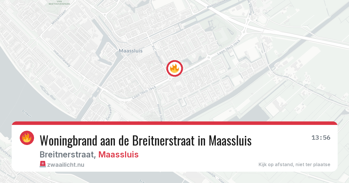 Woningbrand aan de Breitnerstraat in Maassluis — 15 jul 2026