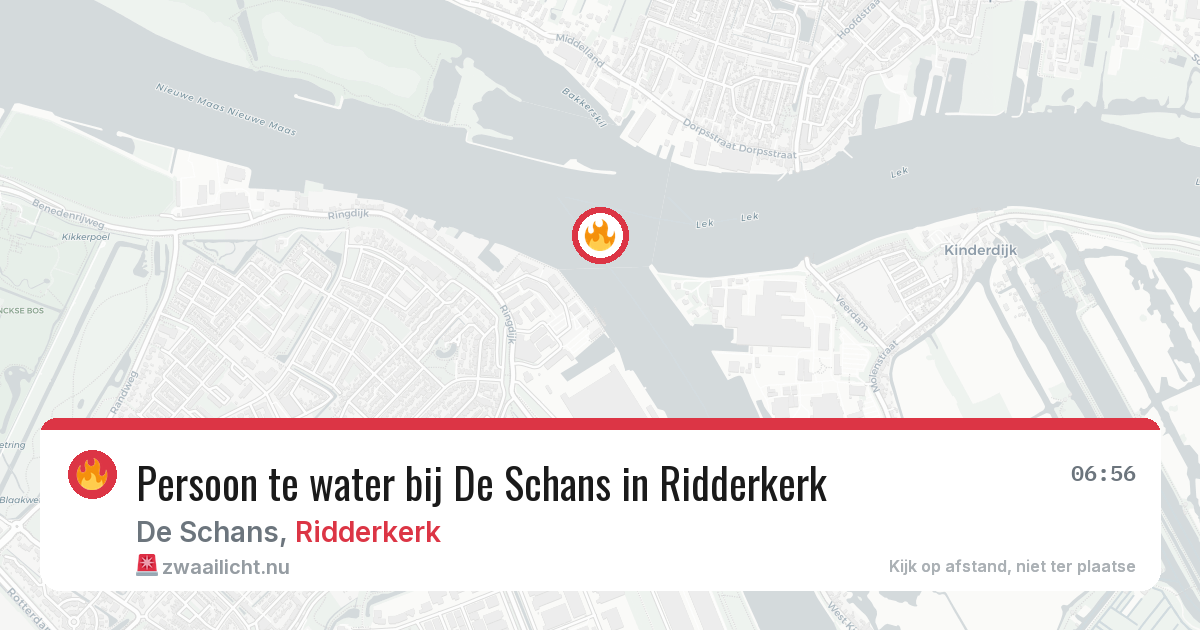 Persoon te water bij De Schans in Ridderkerk — 17 jul 2026