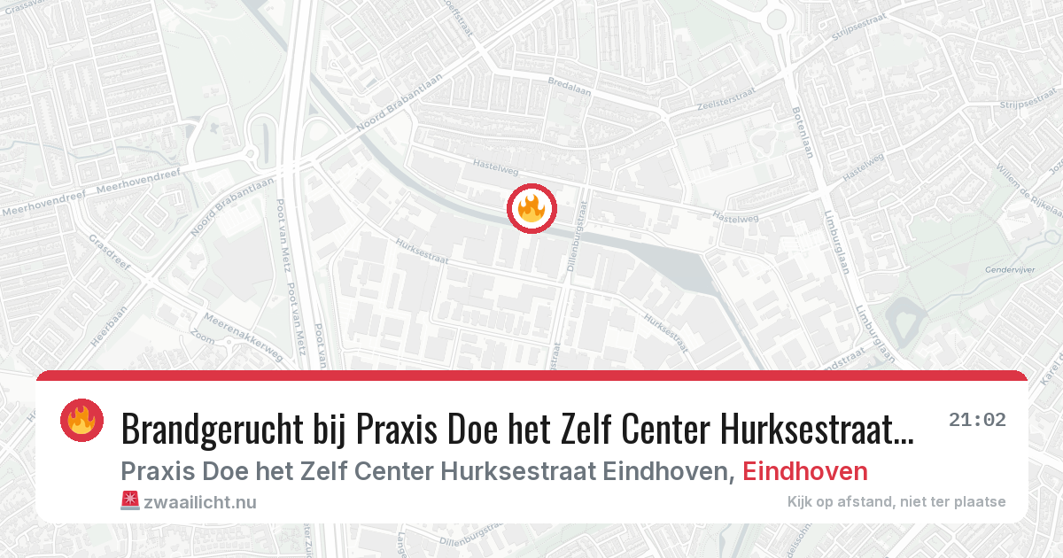 Brandgerucht bij Praxis Doe het Zelf Center Hurksestraat Eindhoven in Eindhoven — 10 jul 2026