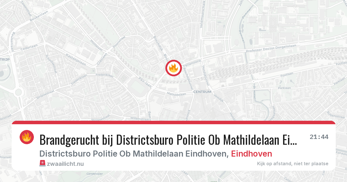 Brandgerucht bij Districtsburo Politie Ob Mathildelaan Eindhoven in Eindhoven — 13 jul 2026