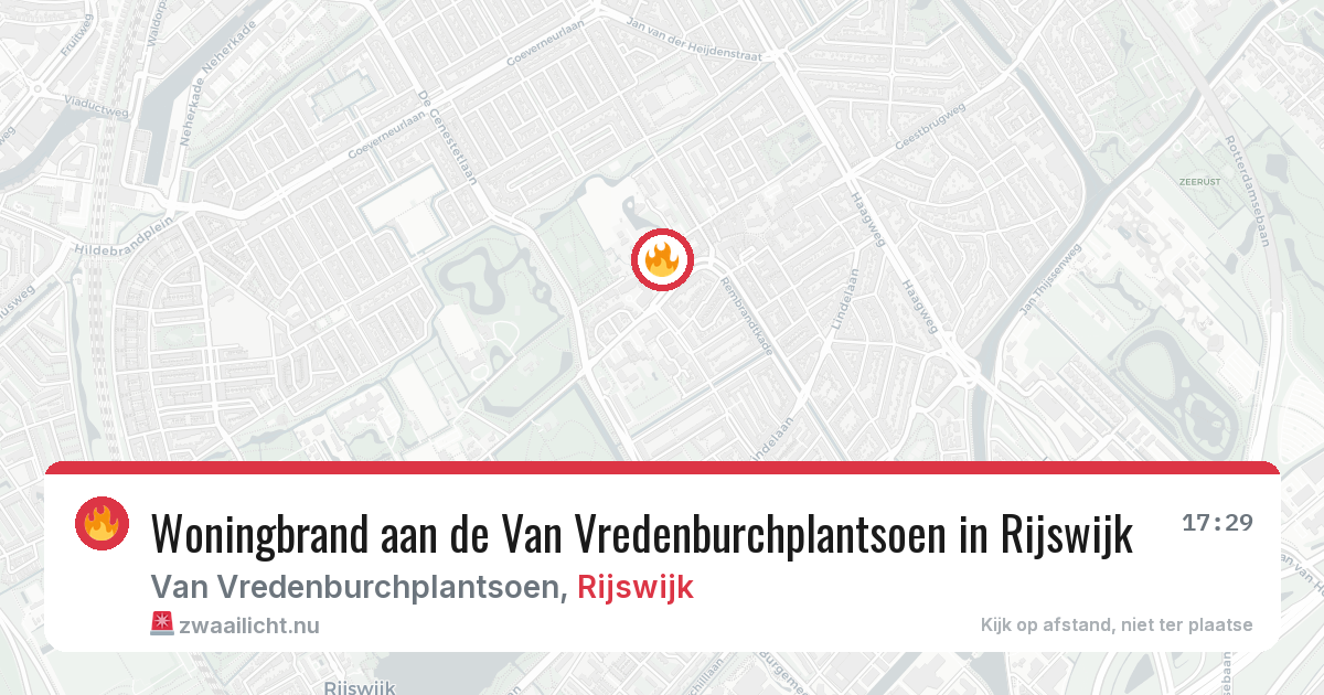 Woningbrand aan de Van Vredenburchplantsoen in Rijswijk — 1 mrt 2026