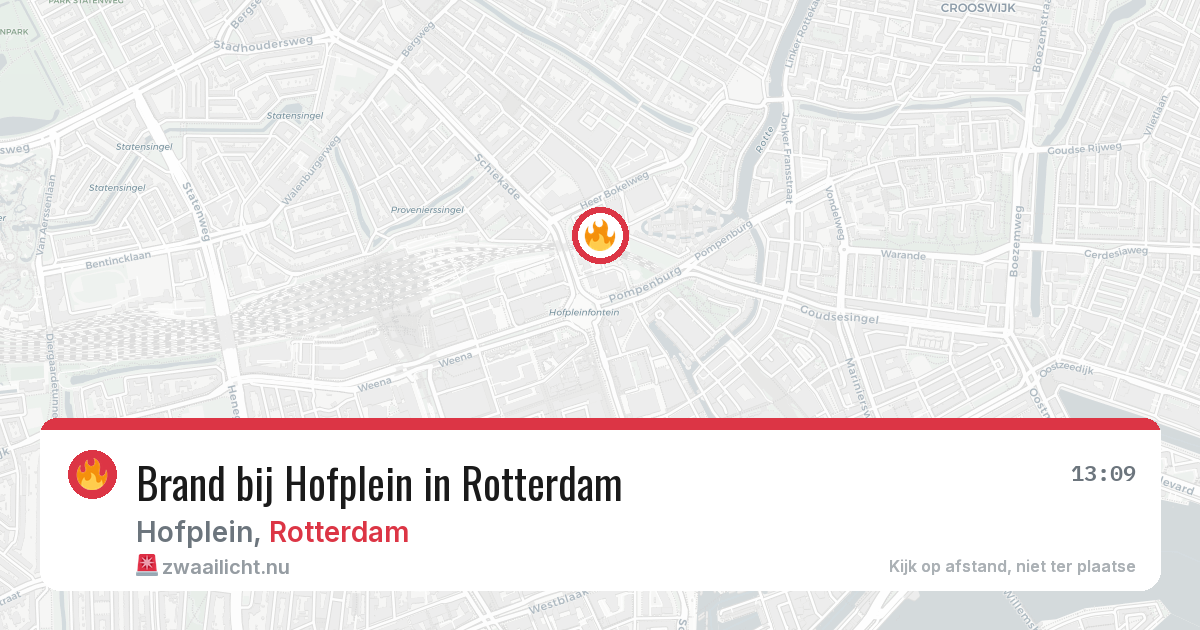 Brand bij Hofplein in Rotterdam — 6 jun 2026