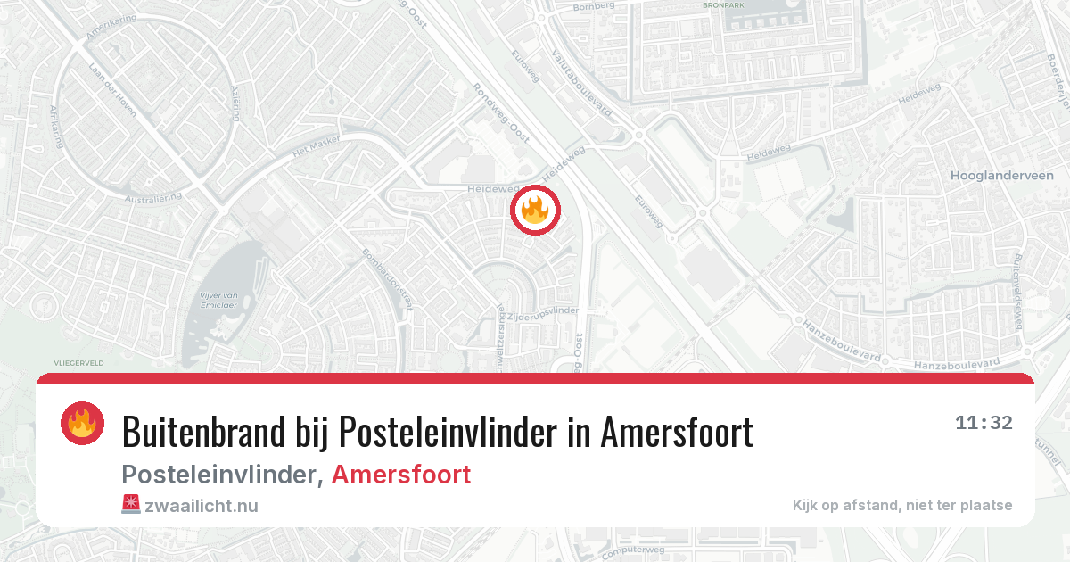 Buitenbrand bij Posteleinvlinder in Amersfoort — 12 jul 2026