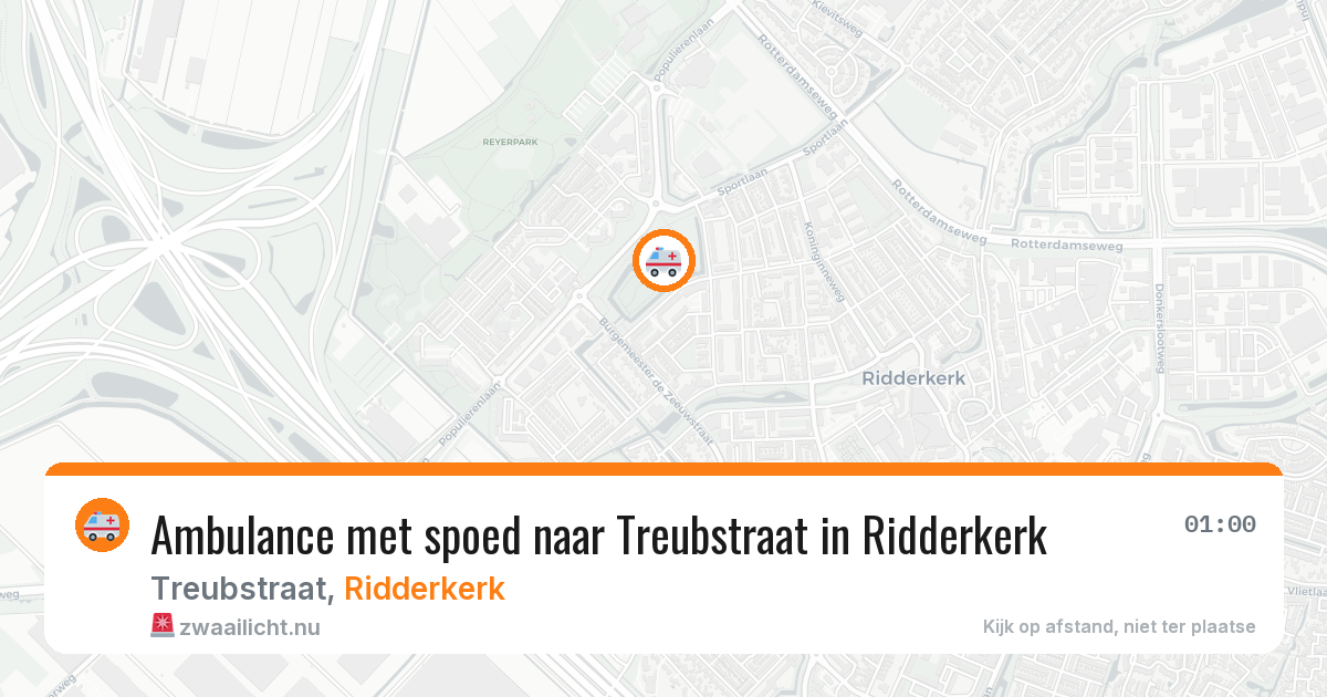 Ambulance met spoed naar Treubstraat in Ridderkerk — 20 mrt 2026