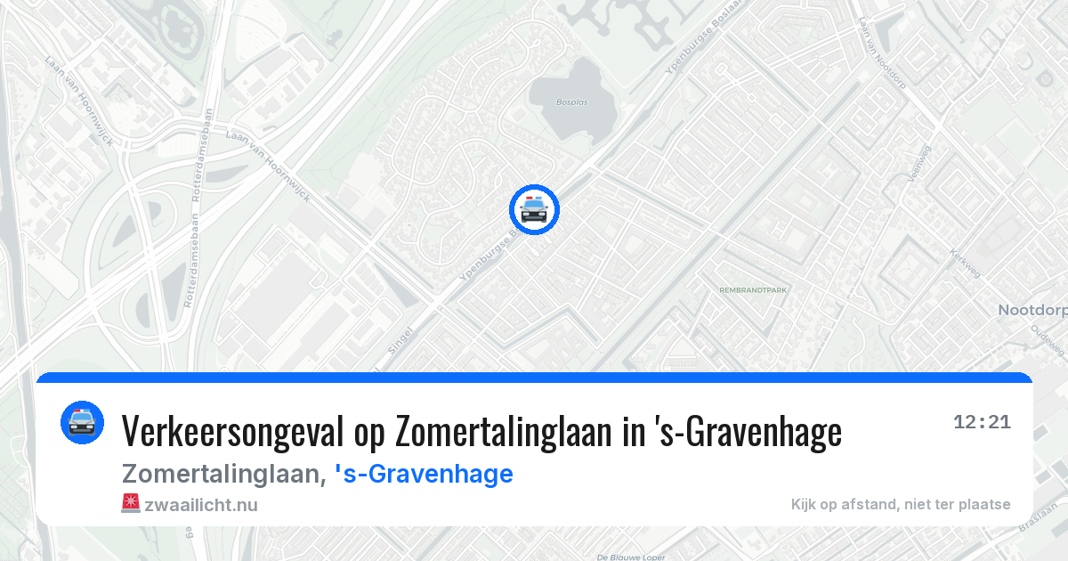 Verkeersongeval op Zomertalinglaan in 's-Gravenhage — 20 mrt 2026