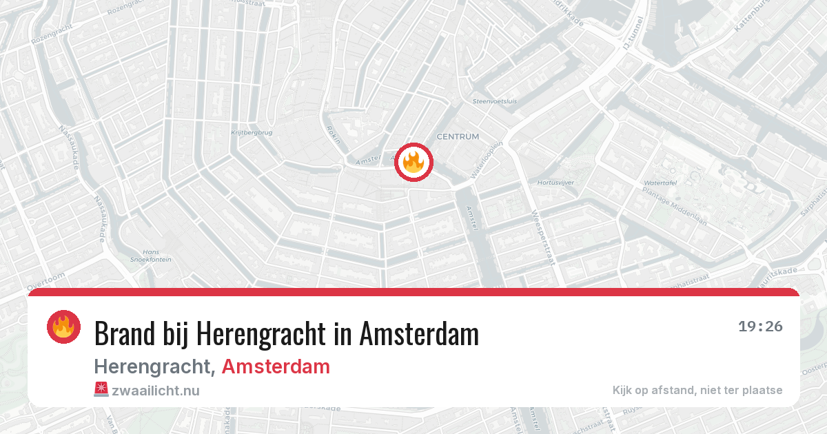 Brand bij Herengracht in Amsterdam — 25 mei 2026