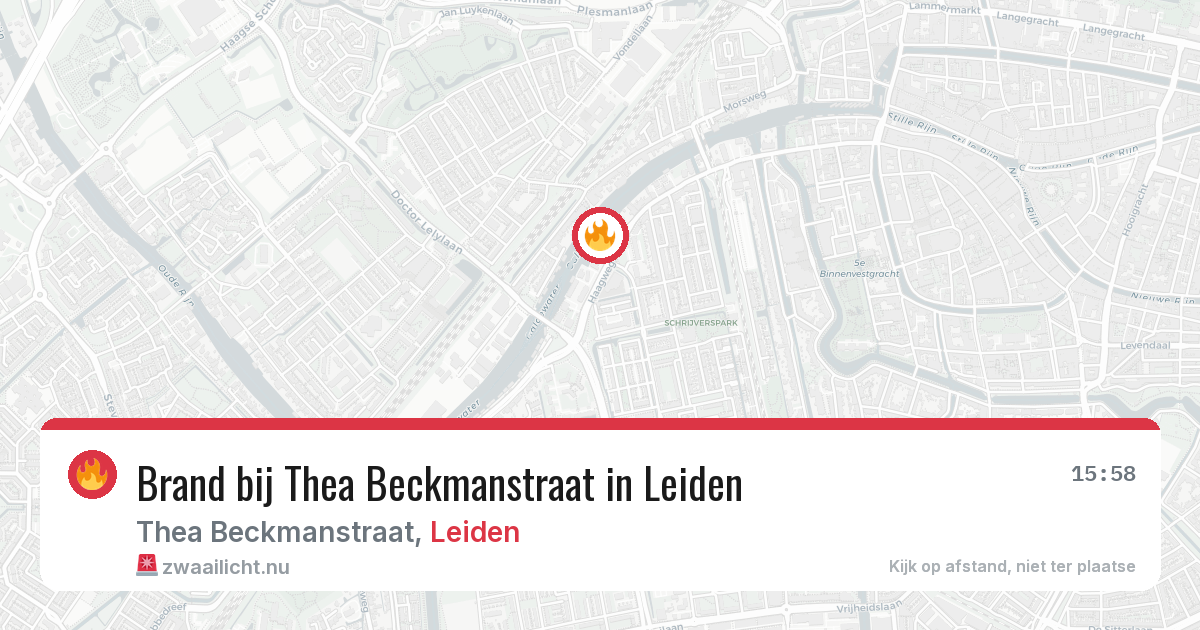 Brand bij Thea Beckmanstraat in Leiden — 16 mrt 2026