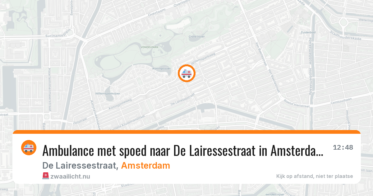 Ambulance met spoed naar De Lairessestraat in Amsterdam — 24 jul 2026