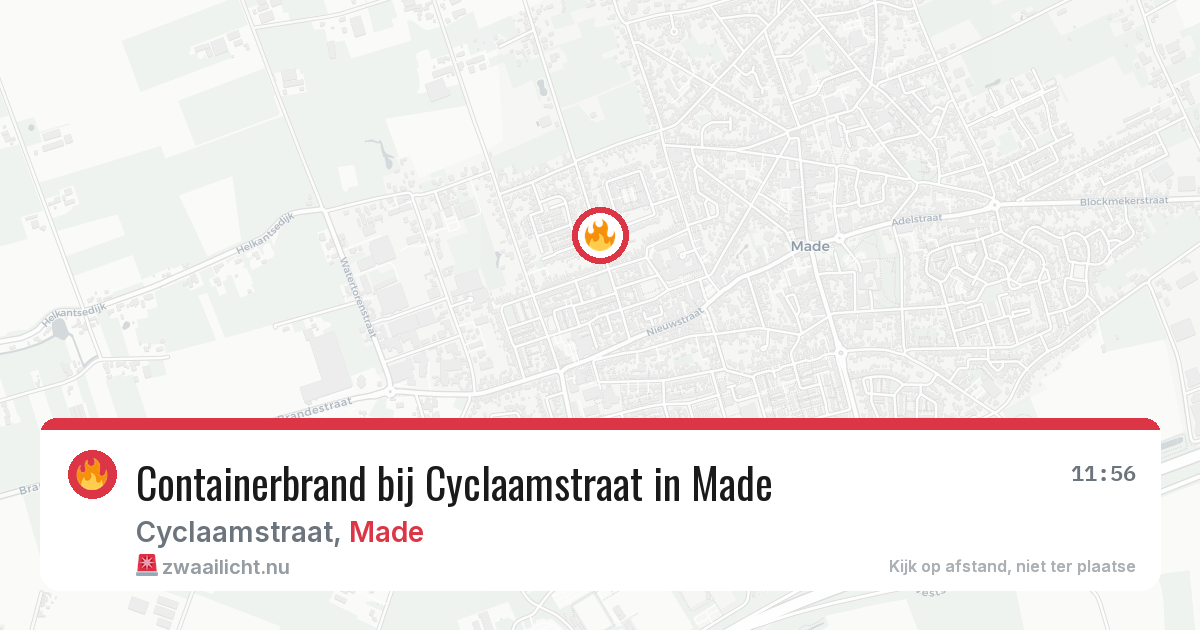 Containerbrand bij Cyclaamstraat in Made — 19 jul 2026