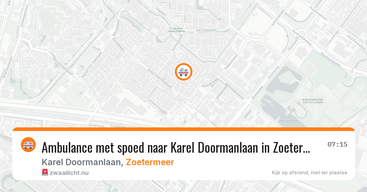 Ambulance met spoed naar Karel Doormanlaan in Zoetermeer — 19 mrt 2026