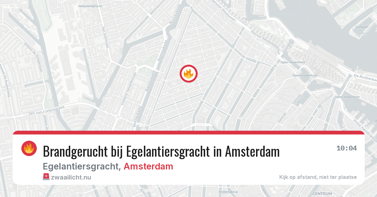 Brandgerucht bij Egelantiersgracht in Amsterdam — 23 mrt 2026