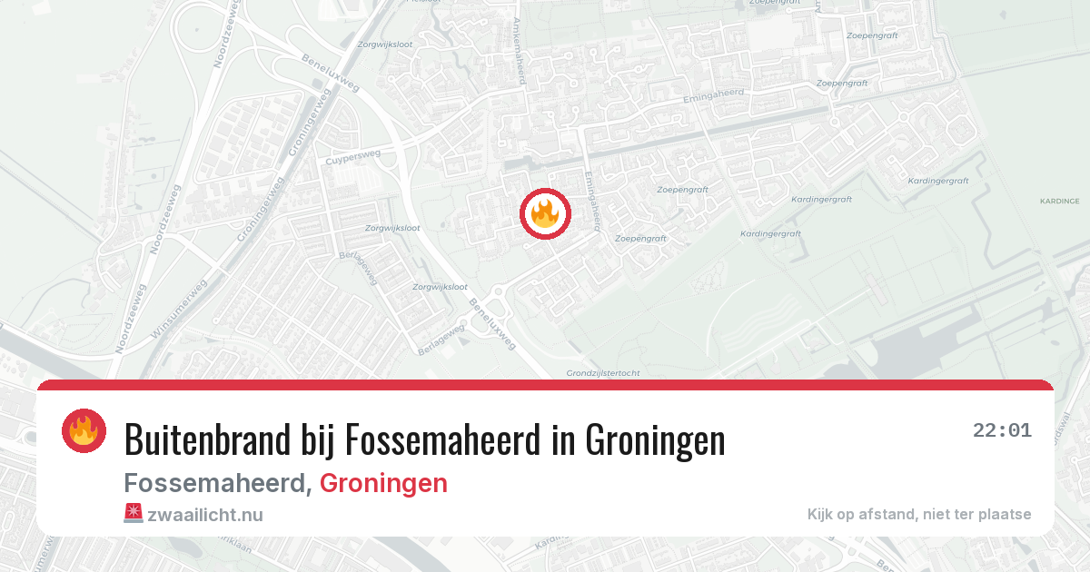 Buitenbrand bij Fossemaheerd in Groningen — 22 jul 2026