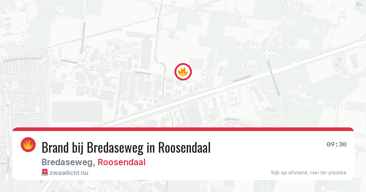 Brand bij Bredaseweg in Roosendaal — 4 mrt 2026