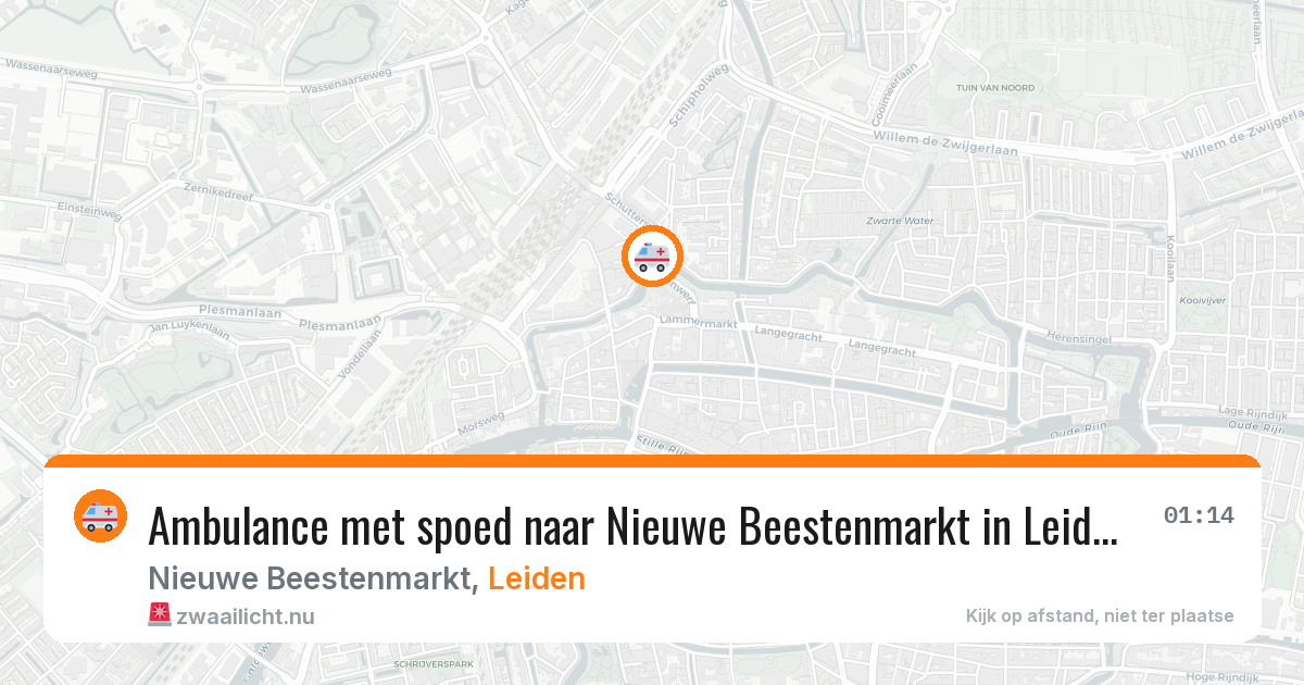 Ambulance met spoed naar Nieuwe Beestenmarkt in Leiden — 18 jul 2026