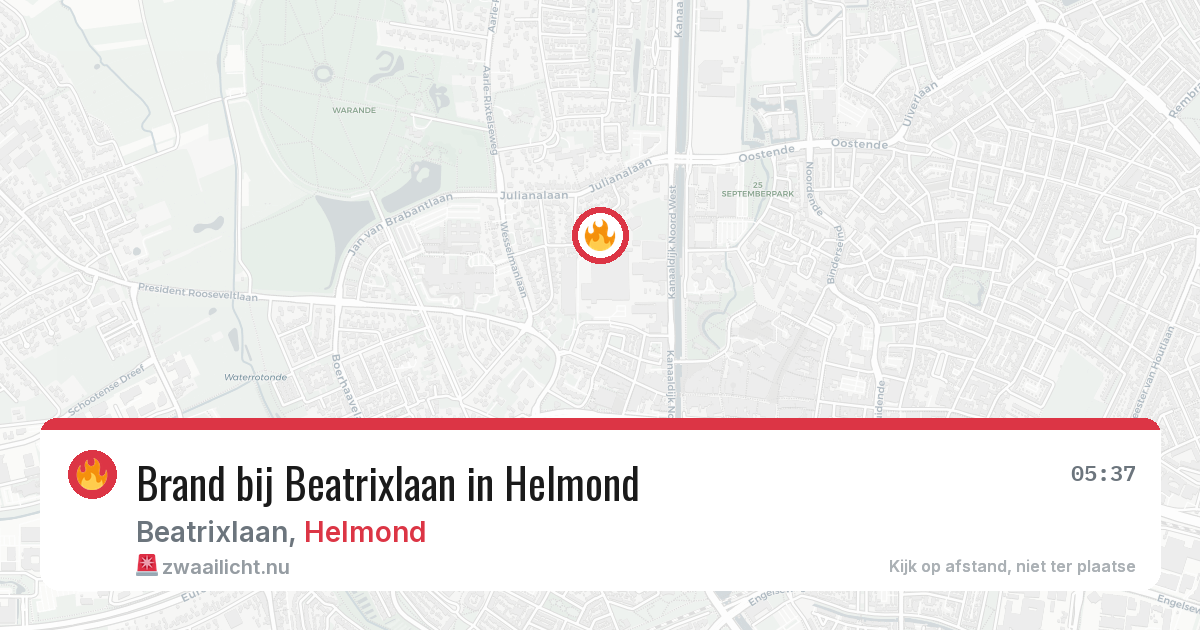 Brand bij Beatrixlaan in Helmond — 13 jul 2026