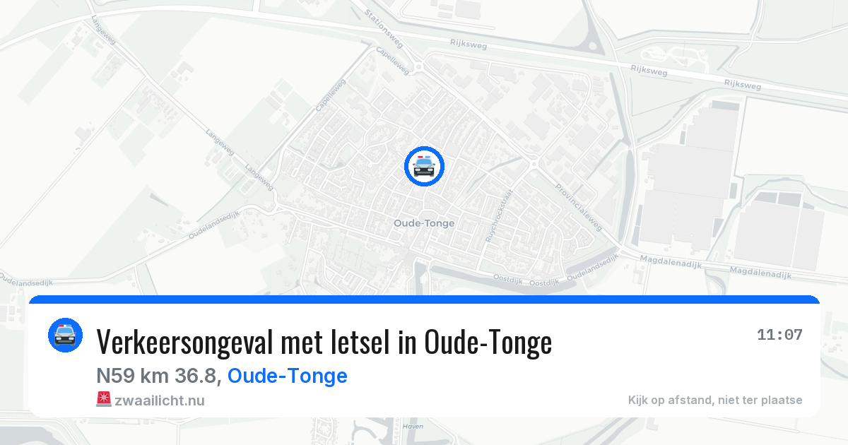 Verkeersongeval met letsel in Oude-Tonge — 16 jul 2026