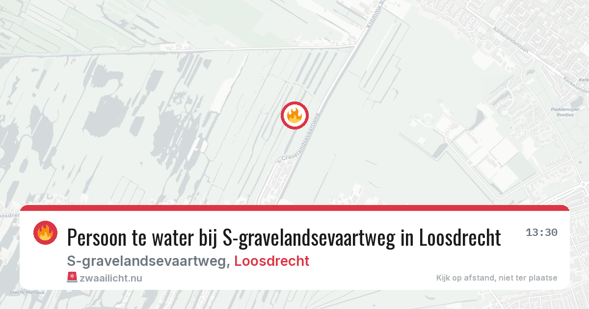 Persoon te water bij S-gravelandsevaartweg in Loosdrecht — 16 jul 2026