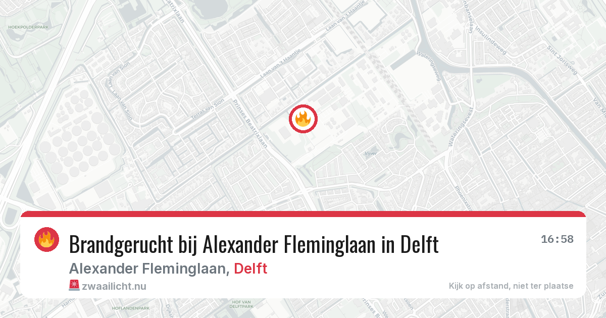 Brandgerucht bij Alexander Fleminglaan in Delft — 14 mrt 2026