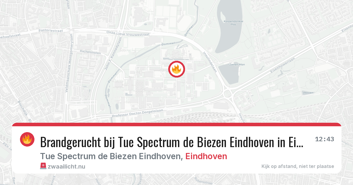 Brandgerucht bij Tue Spectrum de Biezen Eindhoven in Eindhoven — 23 mrt 2026
