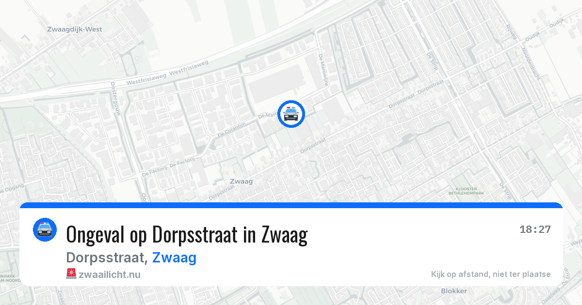 Ongeval op Dorpsstraat in Zwaag — 9 jul 2026
