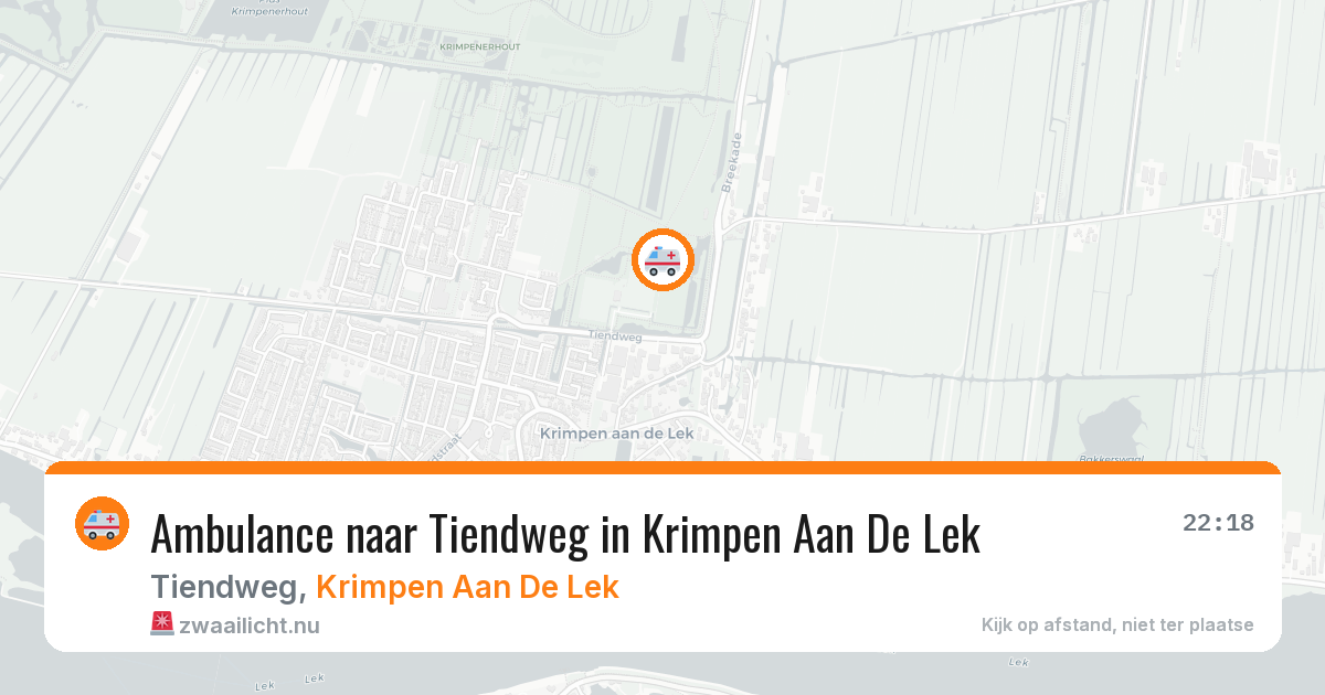 Ambulance naar Tiendweg in Krimpen Aan De Lek — 22 jul 2026