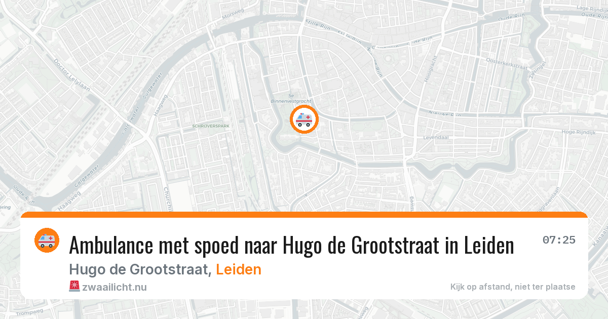 Ambulance met spoed naar Hugo de Grootstraat in Leiden — 18 jul 2026