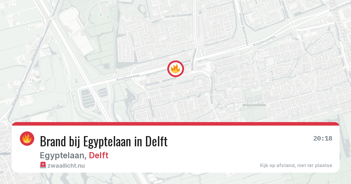 Brand bij Egyptelaan in Delft — 20 mei 2026