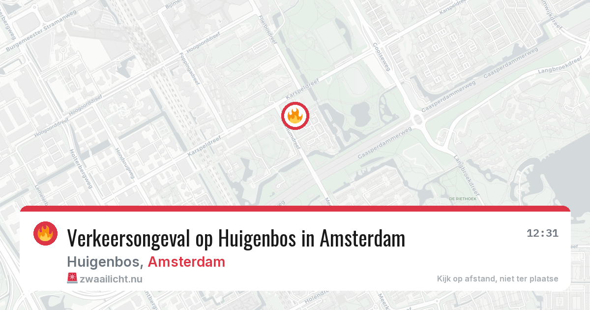 Verkeersongeval op Huigenbos in Amsterdam — 22 jul 2026