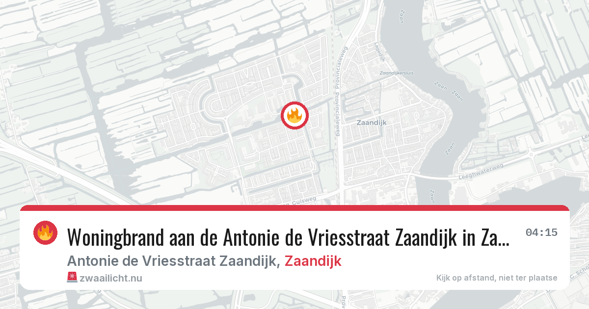 Woningbrand aan de Antonie de Vriesstraat Zaandijk in Zaandijk — 12 jul 2026