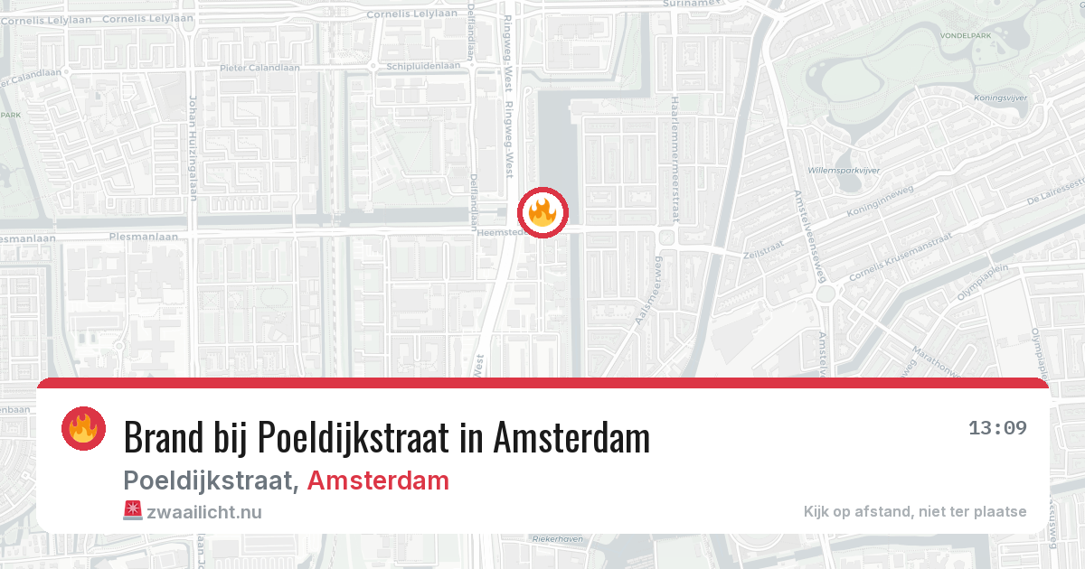 Brand bij Poeldijkstraat in Amsterdam — 10 jul 2026